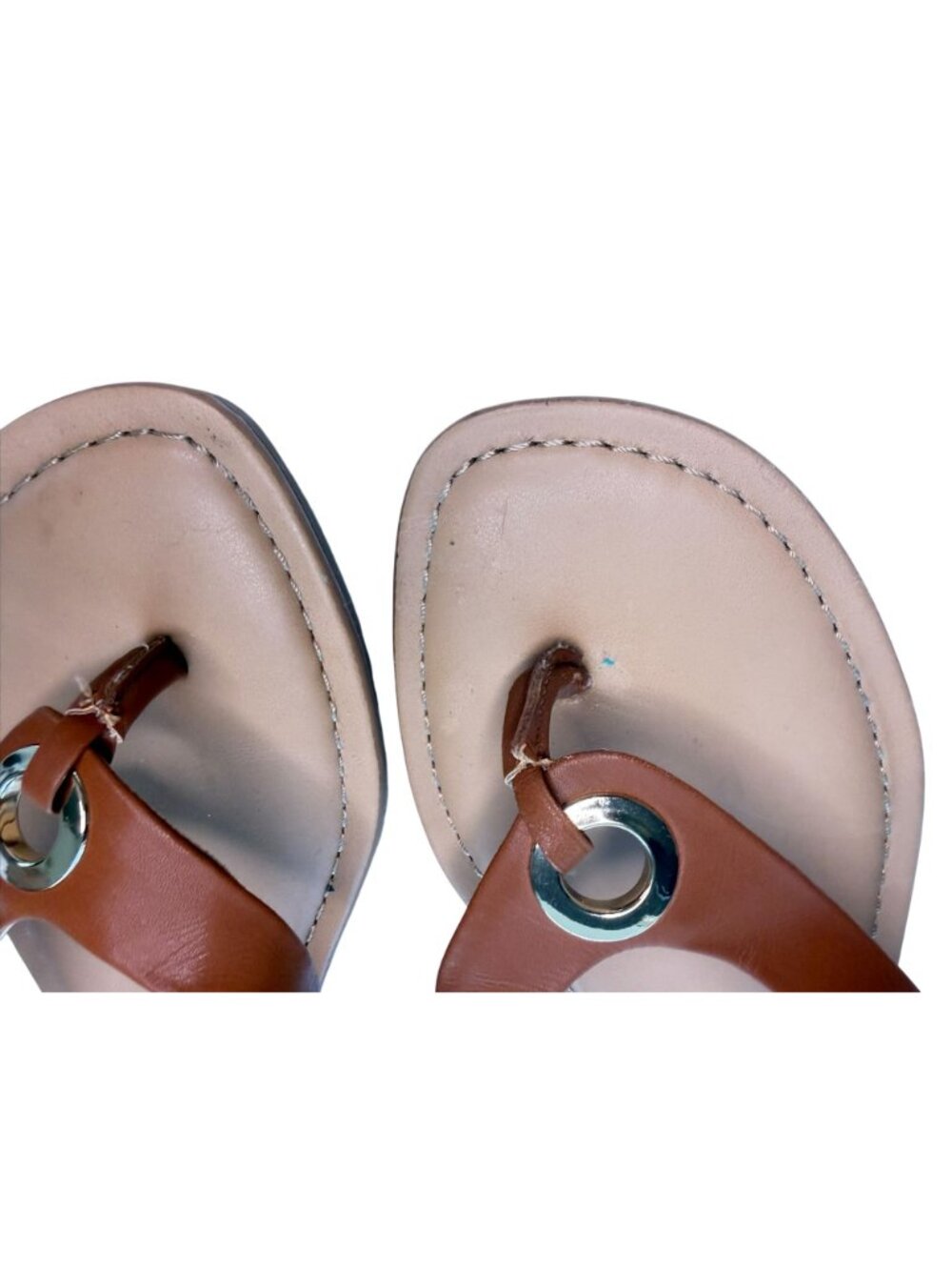 DV by Dolce Vita Women’s 6.5 Cognac Brown Thong Sandals Gold Ring - Picture 2 of 8